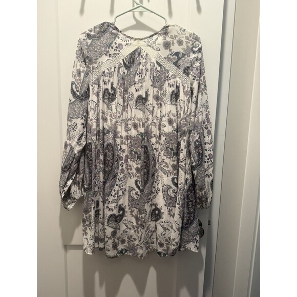 Free People Rain Or Shine Lace up Mini Dress Ivory Comb Small S - Picture 4 of 4